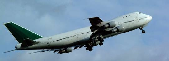 Boeing 747 soaring.