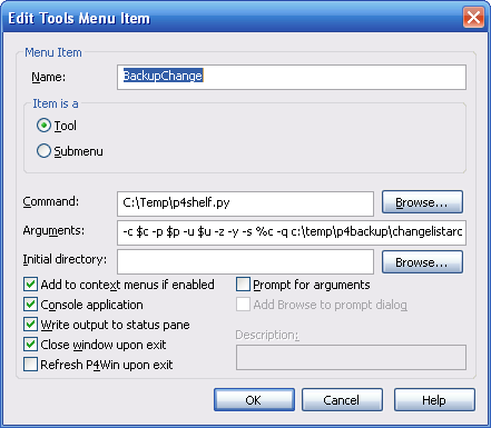 How to add the tool to p4win context menu.